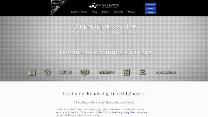 Homepage of GridMarkets