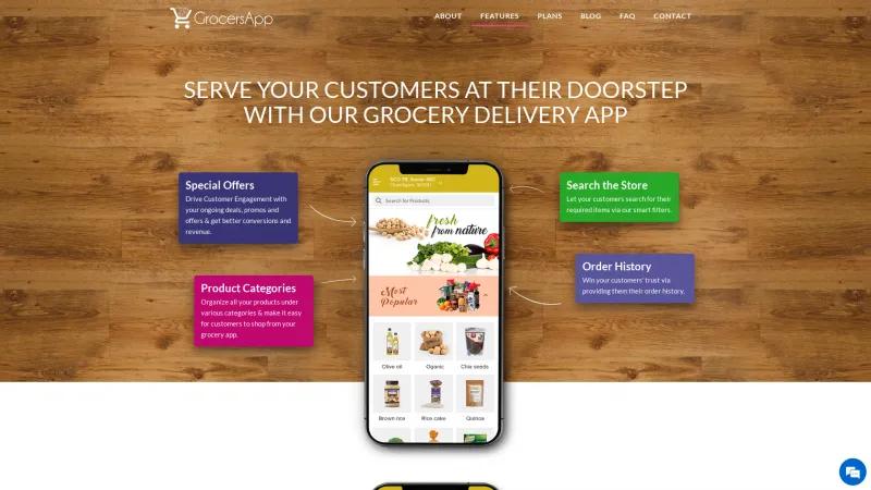 Homepage of GrocersApp