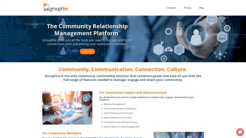 Homepage of GroupFire