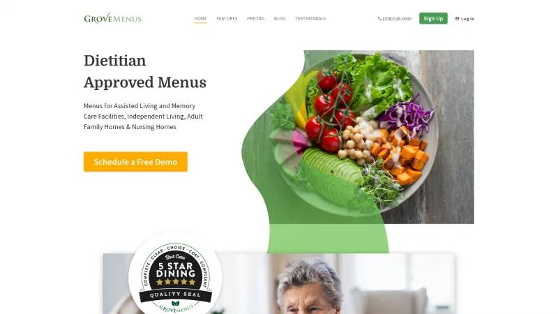 Homepage of GroveMenus