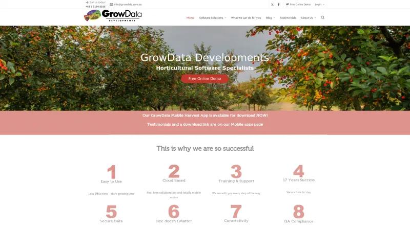 Homepage of GrowData