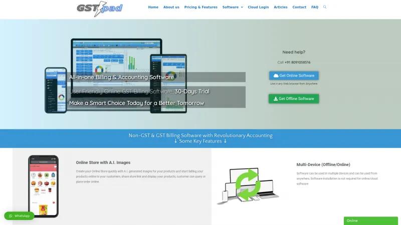 Homepage of GSTpad