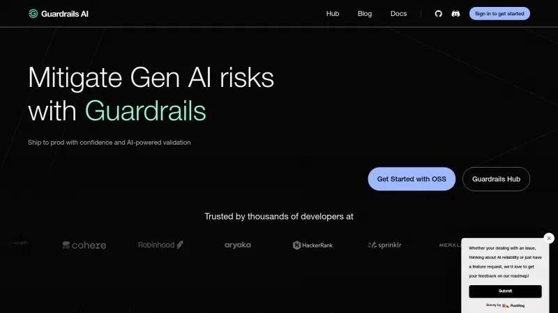 Homepage of Guardrails AI