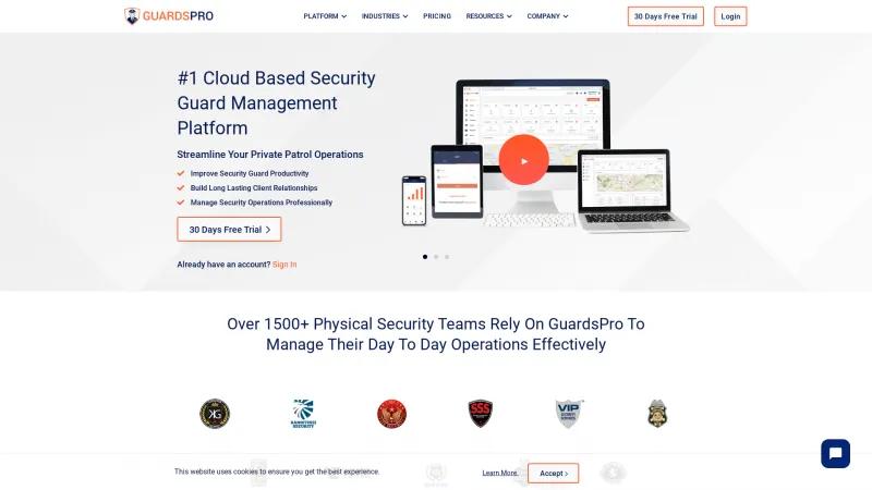 Homepage of GuardsPro