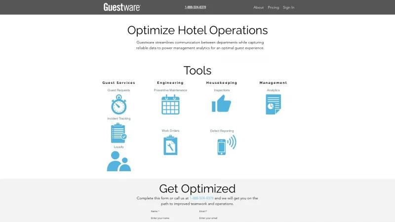 Homepage of Guestware