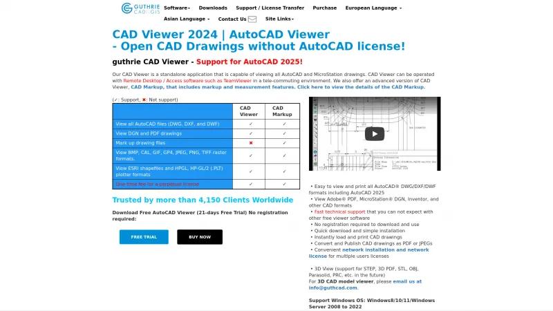 Homepage of Guthrie CAD Viewer