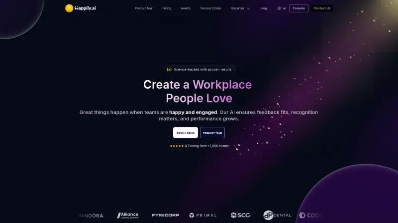 Homepage of Happily.ai