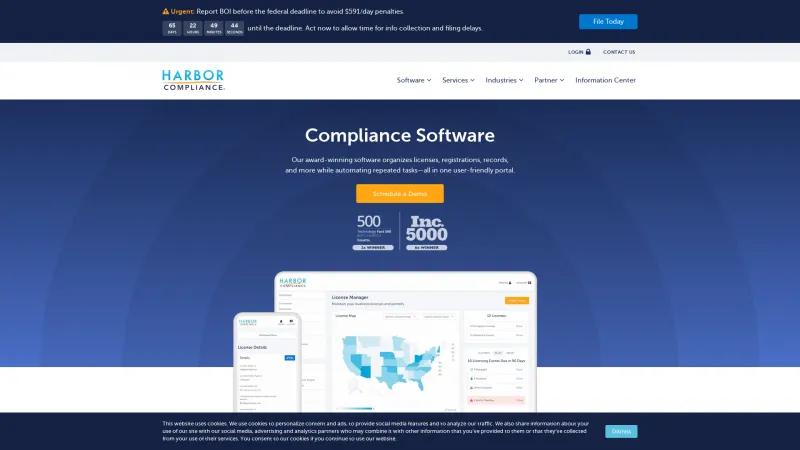 Homepage of Harbor Compliance