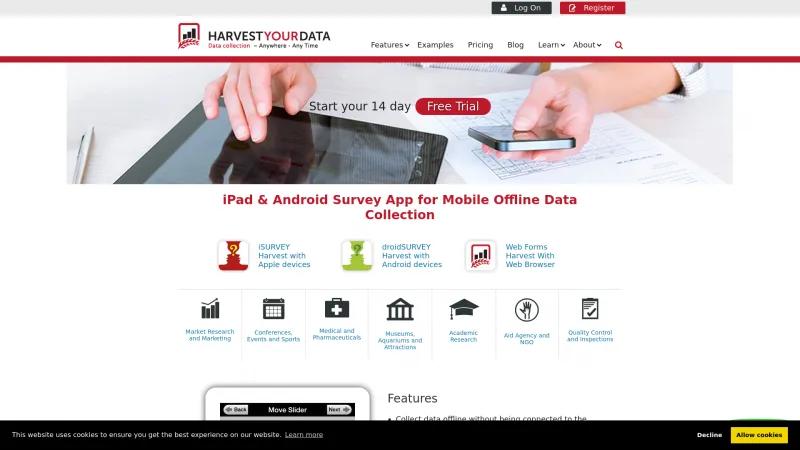 Homepage of Harvest Your Data