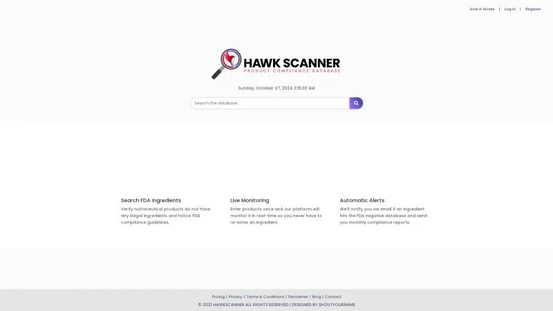 Homepage of HawkScanner