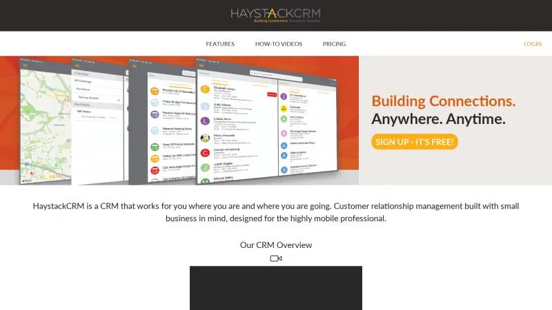 Homepage of HaystackCRM