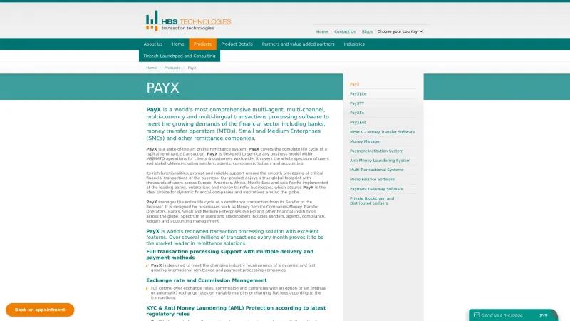 Homepage of PayX