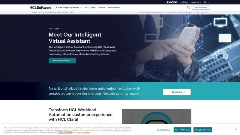 Homepage of HCL Clara