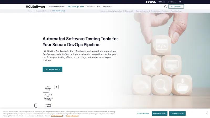 Homepage of HCL OneTest