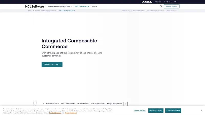 Homepage of HCL Commerce