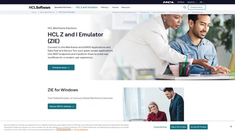 Homepage of HCL ZIE