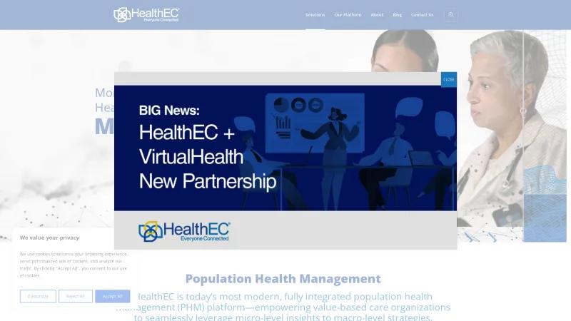 Homepage of HealthEC