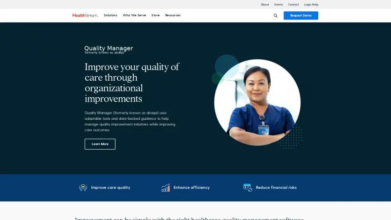 Homepage of HealthStream Quality Manager