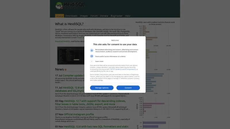 Homepage of HeidiSQL