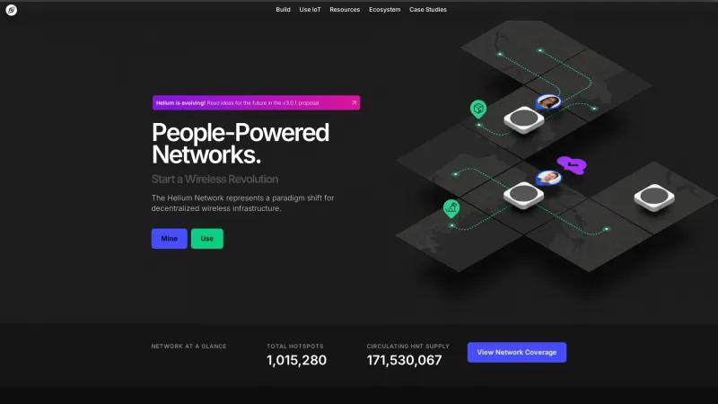 Homepage of Helium Blockchain