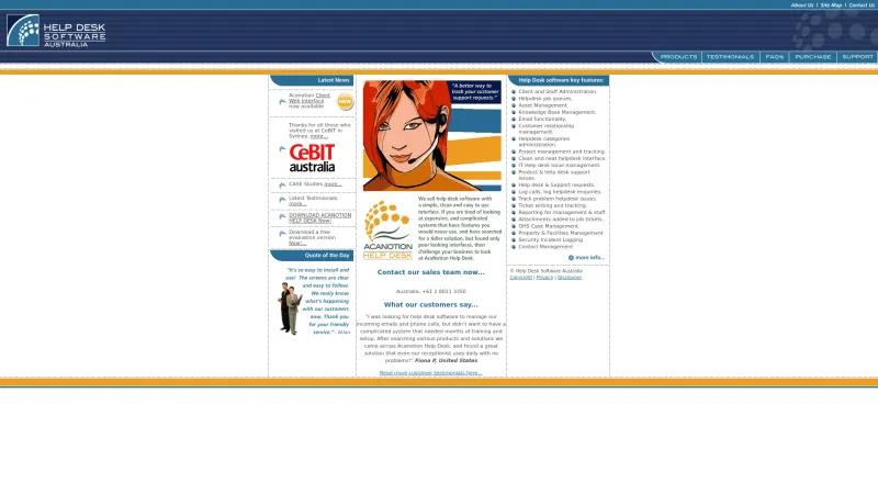 Homepage of ACANOTION Help Desk