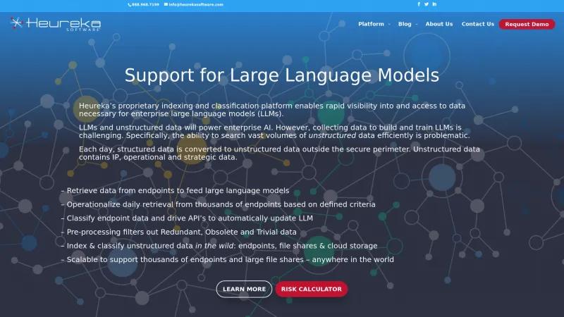 Homepage of Heureka Intelligence Platform