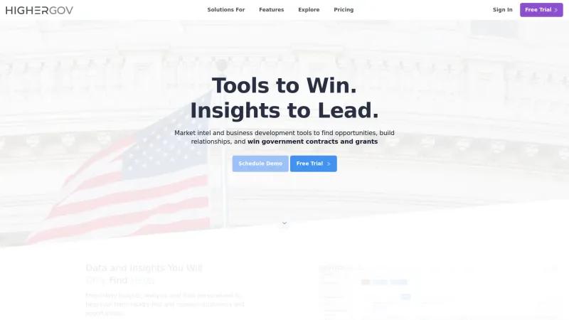 Homepage of HigherGov