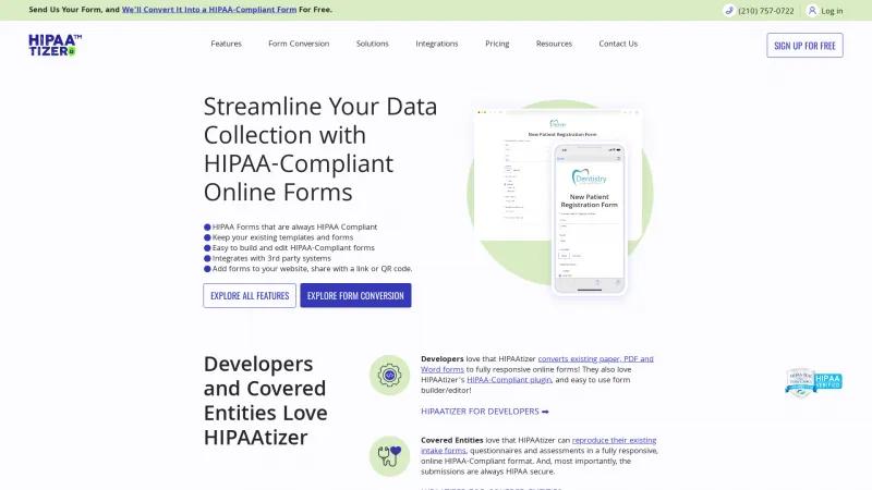 Homepage of HIPAAtizer