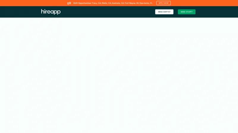 Homepage of HireApp
