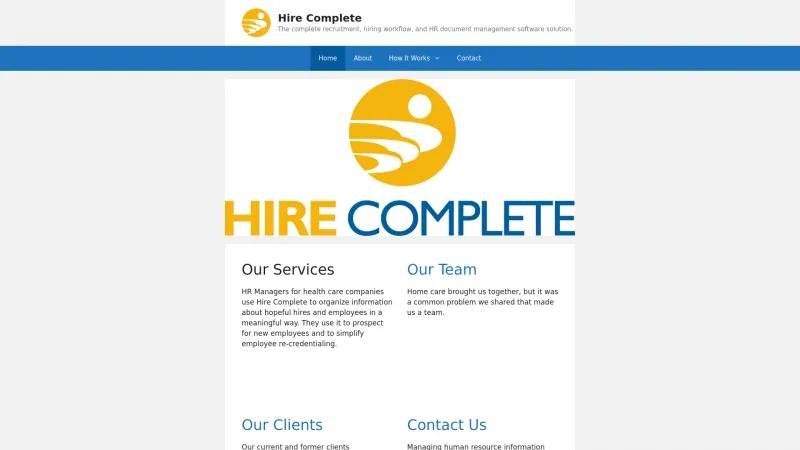 Homepage of Hire Complete