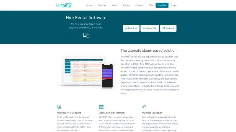 Homepage of HirePOS