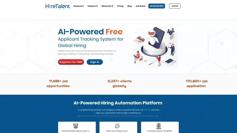 Homepage of HireTalent