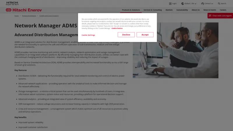 Homepage of Hitachi ABB Network Manager ADMS