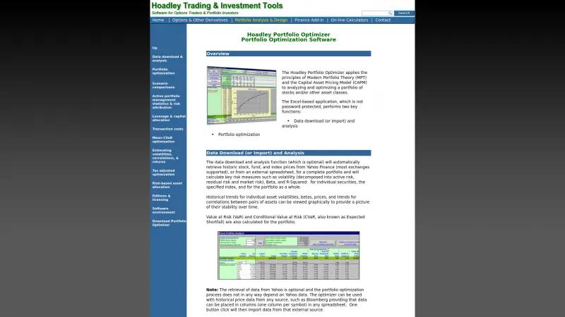 Homepage of Hoadley Portfolio Optimizer