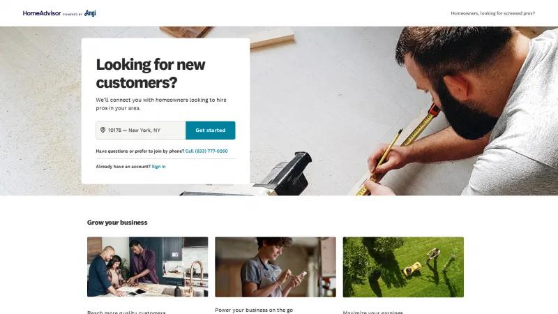 Homepage of HomeAdvisor