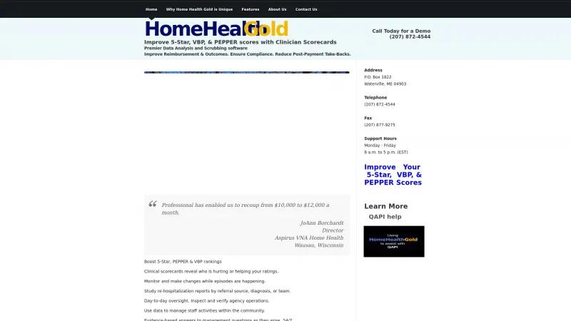 Homepage of Home Health Gold