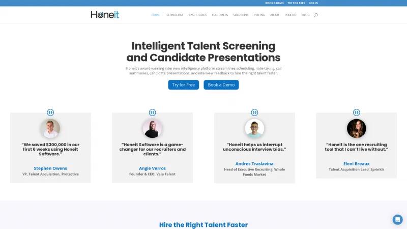 Homepage of Honeit Interview Technology