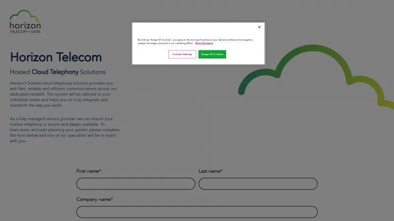 Homepage of Horizon Hosted Telephony