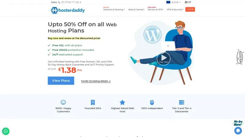 Homepage of HosterDaddy