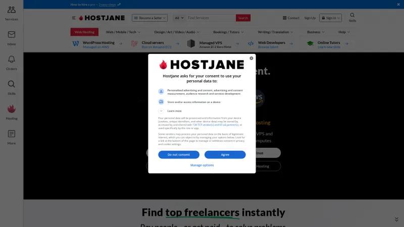 Homepage of HostJane