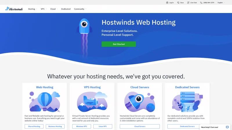 Homepage of Hostwinds