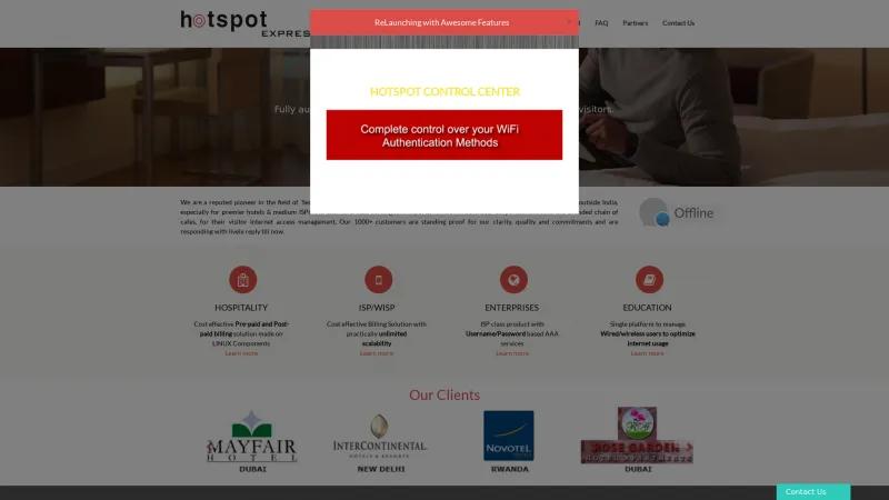 Homepage of Hotspot Express