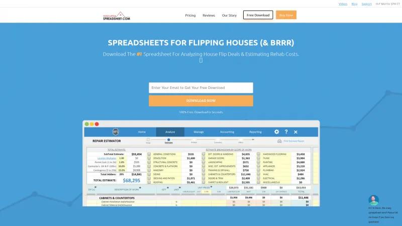 Homepage of House Flipping Spreadsheet