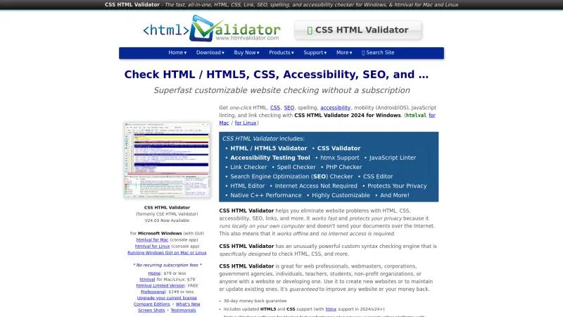 Homepage of CSS HTML Validator