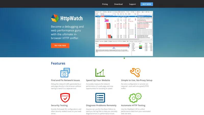 Homepage of HttpWatch