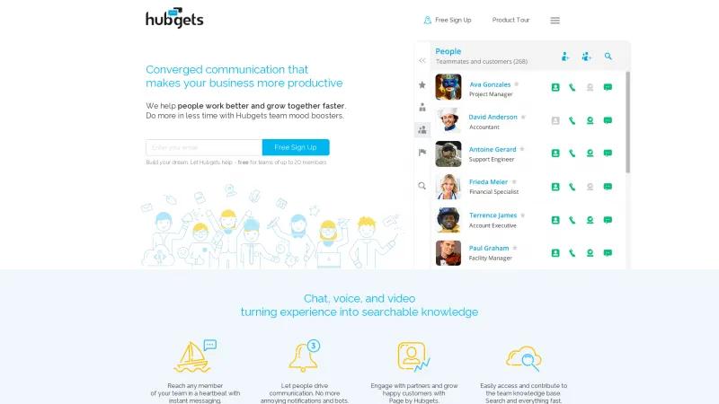 Homepage of Hubgets