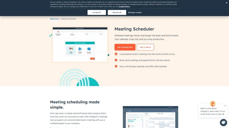 Homepage of HubSpot Meetings