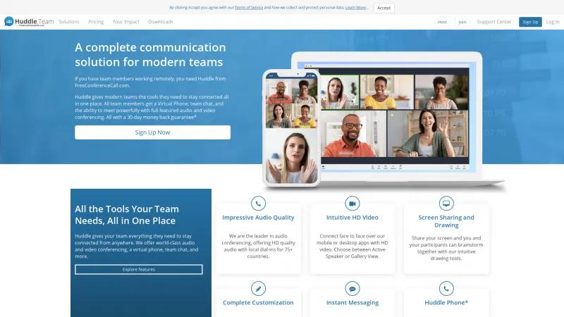 Homepage of Huddle.Team