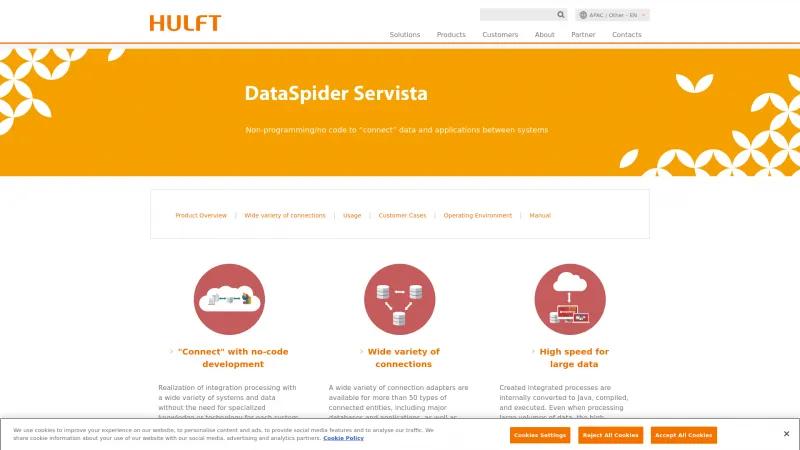 Homepage of DataSpider Servista