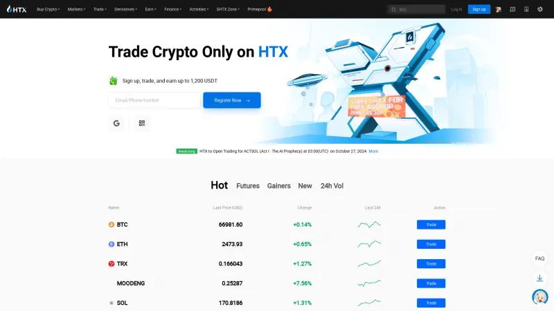 Homepage of Huobi